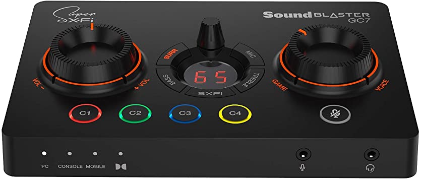 Creative Sound Blaster GC7 Game Streaming DAC Amp ft Programmable Buttons, Super X-Fi, 7.1 Virtual Surround, Battle Mode, Scout Mode, GameVoice Mix, for PC, PS4/PS5, Nintendo Switch, Xbox