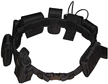 Black Law Enforcement Modular Equipment System Security Military Tactical Duty Utility Belt (10 in 1, Adjustable 35-45 inches, Black)