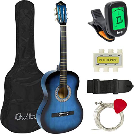 Best Choice Products 38-Inch Blue Student Acoustic Guitar Starter Package, Gig Bag, Strap, Pitch Pipe