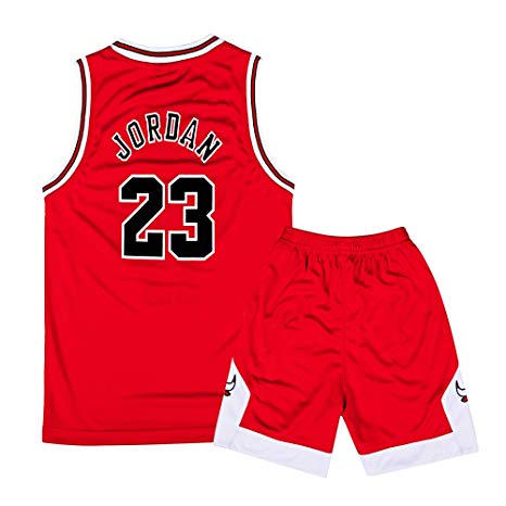 ZETIY Little Boys 2-Piece Basketball Performance Tank Top and Shorts Set (M, Red)