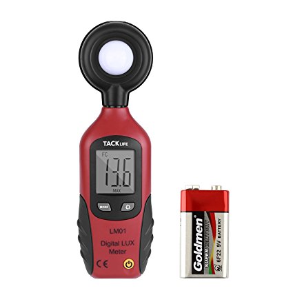 Tacklife LM01 Classic Luxmeter Digital Light Meter Illuminance Handheld Foot Candle Meter Actionometer Accurate range up to 20,000 Fc /200,000 Lux with Backlight LCD Display