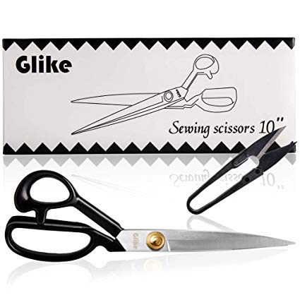Glike Sewing Scissors 10 inch – Heavy Duty Shears Office & Household Upholstery Scissors – Best for Cutting Fabric, Leather, Thin Materials, Raw Materials (Right-Handed)