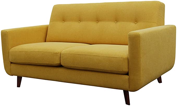 Amazon Brand – Rivet Sloane Mid-Century Modern Loveseat with Tufted Back, 64.2"W, Yellow