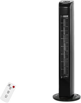 R.W.FLAME Tower Fan with Remote Control, Standing fan for office, Oscillating fan for home with children/pets/elders, Time Settings,45W, Oscillation,3 Speed, 30", Black