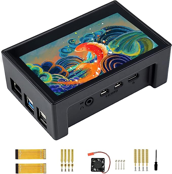 4.3inch DSI LCD Display with Case for Raspberry Pi 4B, 800×480 Capacitive Touchscreen MIPI DSI Display Support Raspbian/Ubuntu/Kali/Retropie/WIN10 IoT, Driver Free, Refresh Rate up to 60Hz