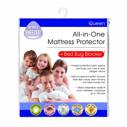 All-In-One Bed Bug Blocker Non-Woven Zippered Mattress Protector, Queen