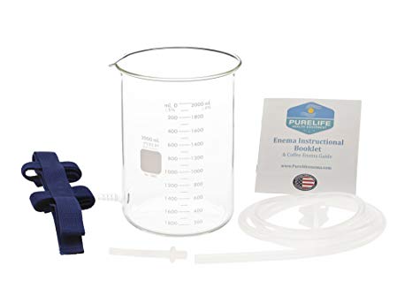 Glass Enema Bucket - 2 Qt - Non Toxic Glass Enema Kit - Best Enema Kit for Coffee Enemas/On Sale This Week!/100% Glass Spigot/No Plastic Parts