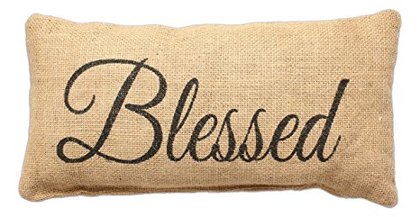 Small Burlap Blessed Country Pillow