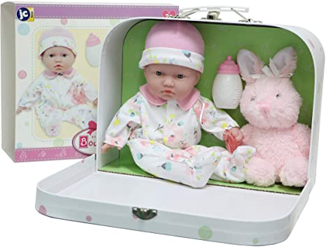 JC Toys, La Baby 11" Soft Body Play Doll Body Travel Case Gift Set, Pink