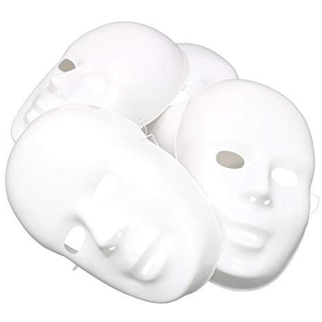 Skeleteen White Full Face Masks - Create Your Own Mask for Party Activity Or Halloween Masquerade - 24 Pack