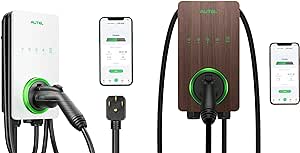 Autel Level 2 Home Smart EV Charger up to 40/50Amp, 240V, Hardwired Indoor/Outdoor Car Charging Station, Wi-Fi and Bluetooth Enabled EVSE, Flexible 25-Foot Cable,Wood Grain