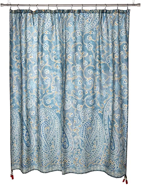 Harbor House HH70-1258 Belcourt 200TC Cotton Shower Curtain 72x72 Blue,72x72