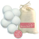 Six Wool Dryer Balls By Heart Felt - The BEST RATED Dryer Ball Brand on Amazon 100 Pure Organic Wool to the Core  Perfect for Cloth Diapers  Perfect Gift Idea