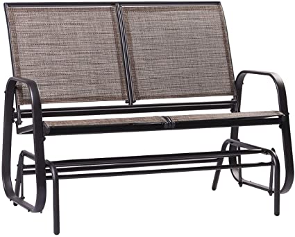 Aoxun Patio Outdoor Swing Glider Chair, Patio Bench for 2 Person, Garden Loveseat, Rocking Seating, Black