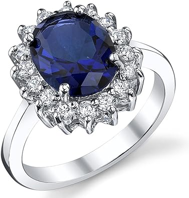 Metal Masters Co. Solid Sterling Silver Kate Middleton's Engagement Ring with Simulated Sapphire Blue Color Cubic Zirconia