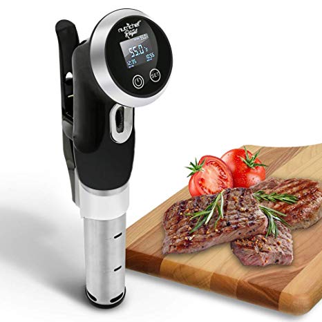 Sous Vide Immersion Circulator Cooker - 1000 Watt Stainless Steel Thermal Stick Chef Precision Cooking Machine with Digital Time / Temperature - Clips On Deep Container - NutriChef  (Black)