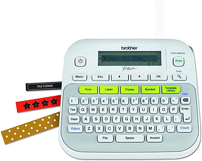 P-touch, PTD210, Easy-to-Use Label Maker, One-Touch Keys, Multiple Font Styles, 27 User-Friendly Templates, White, 1 Pack