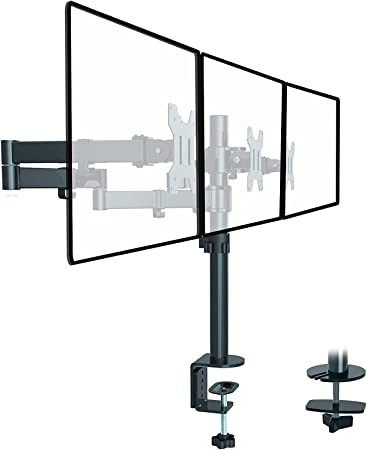 Triple Monitor Stand, Monitor Mount for 3 Monitors 13-27 inch/2 Monitors 13-35 inch Adjustable Monitor Arm Desk Mount Max.10kg Triple monitor mount, Triple Monitor Arm