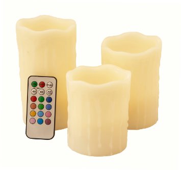 Frostfire Mooncandles Vanilla Scented Dripping Wax Colour Changing Candles with Remote Control, 4-inch/ 5-inch/ 6-inch