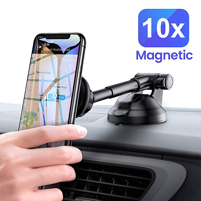 Magnetic Car Phone Mount, Ainope Dashboard Car Holder 6 Strong Magnets Car Cradle Mount Adjustable Car Windshield Universal Holder Compatible iPhone Xs/XS MAX/8/7 Plus, Samsung Note 9/S9/S8/S7,Tablets