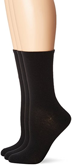 No Nonsense Women's Cotton Flat Knit Crew Sock 3-Pack