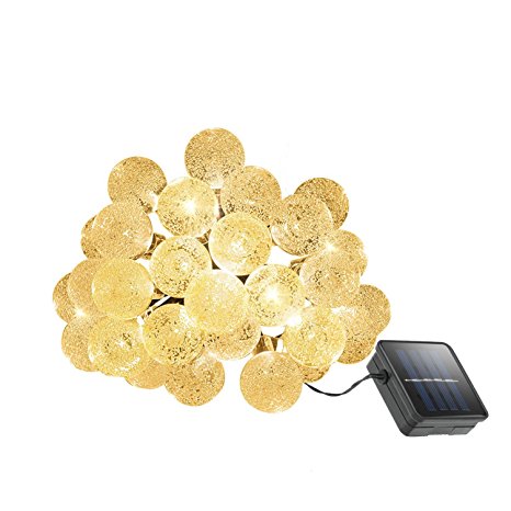 Cymas String Lights, Solar Globe Fairy Lights, Outdoor Decorative Lighting, 30 LED Crystal Balls with 8 Working Modes for Garden, Patio, Lawn, Warm White