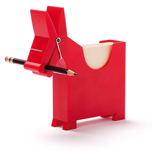 Morris the Donkey - Desktop Note Pad, Note Dispenser and Pen Holder, for Memo, Notes, Block of 140 Blanks, Black / Red / White. By Monkey Business