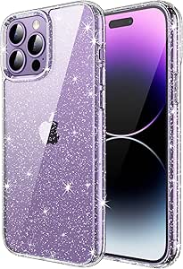 JETech Glitter Case for iPhone 14 Pro 6.1-Inch, Bling Sparkle Shockproof Phone Bumper Cover, Cute Sparkly for Women and Girls (Clear)