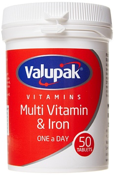 Valupak Multivitamin Plus Iron 50 Tablets