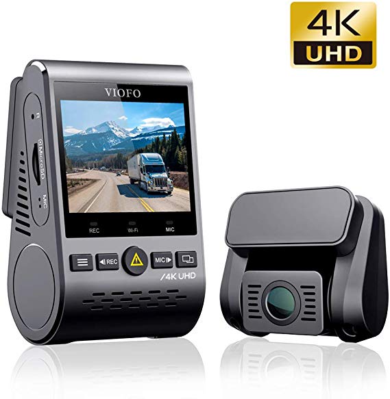 VIOFO 4K Dual Dash Cam A129Pro Duo 3840 * 2160P Ultra HD 4K Dash Camera Sony 8MP Sensor GPS Wi-Fi, Buffered Parking Mode, G-sensor, Motion Detection, WDR, Loop Recording