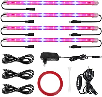 Plant Light T5 Red & Blue 4 Packs Grow Lights with Auto Cycle Timer 3/6/12Hours 6500K Growing Lamp for Indoor Plants from Seeding to Harvest