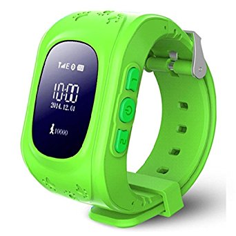 Smart Watch, HALOFUN Q50 Wrist Watch with Anti-lost GPS Tracker SOS Call Location Finder SIM Card Slot Remote Monitor Pedometer Smart Watch for Kids (Green)