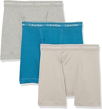 Calvin Klein Men's Cotton Classics 3-Pack Boxer Brief, Tapestry Teal, Dove, Grey Heather, L