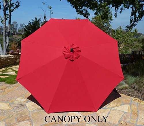 Replacement Umbrella Canopy for 9ft 8 Ribs Red (CANOPY ONLY)