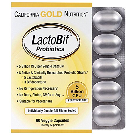 California Gold Nutrition LactoBif Probiotics 5 Billion CFU 60 Veggie Caps