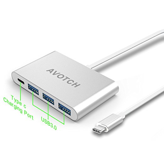 USB-C to USB Multiport Adapter, AVOTCH USB-C to 3-Port USB 3.0 Hub support charging the New Macbook and data transfer,USB3.0 data Hub[Compatible with Apple New MacBook 2015 ,2016]