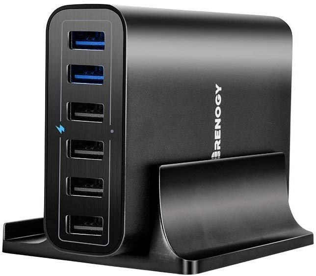 Renogy Wall Charger 60w 6 Port with QC 3.0 USB Functional for iPhone X Ipad Air Mini Galaxy S9 S8 Edge Plus Note 8 5 Lg Nexus HTC & More