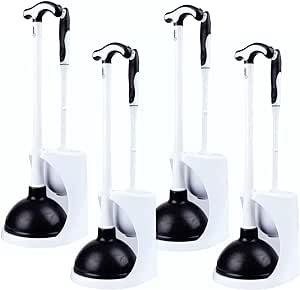 Fuller Brush 391 Premium Toilet Bowl Brush & Plunger in Caddy Combination Set (Pack of 4)