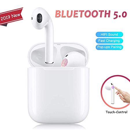Bluetooth 5.0 Headphones Wireless Earbuds with Charging Case Deep Bass HiFi Stereo Sound 24H Playtime Bluetooth Earphones in Ear Binaural Call Headset Built in Mic for iPhone Android/Airpods