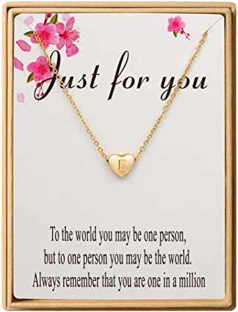 SANNYRA Dainty Initial Necklace 14K Gold White Gold Rose Gold Plated Letters A-Z 26 Alphabet Heart Pendant Necklace for Women，Valentine's Day Gifts