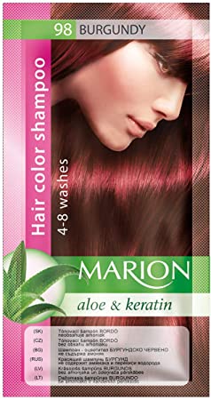 Marion Hair Color Shampoo in Sachet Lasting 4 to 8 Washes Aloe and Keratin - 98 Burgundy