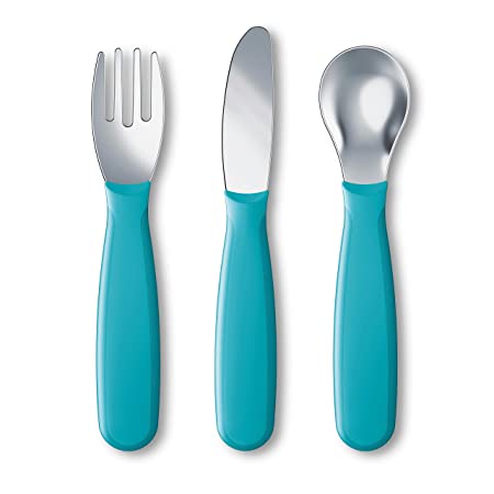 NUK Kiddy Cutlery Fork, Knife, and Spoon Set, 3 Pack, 18  Months