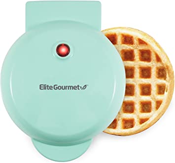 Elite Gourmet EWM013M# Electric Nonstick Mini Waffle Maker Belgian Waffles, Compact Design, Hash Browns, Keto, Snacks, Sandwich, Eggs, Easy to Clean, Mint