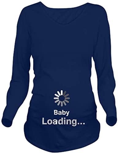CafePress Baby Loading Long Sleeve Maternity T-Shirt, Cute and Funny Pregnancy Tee Navy