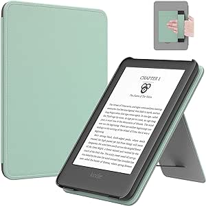 MoKo Case for 6" All-New Kindle(11th Generation 2022 Release), Lightweight PU Leather Cover Stand Shell with Hand Strap Auto Wake/Sleep for Kindle 2022 11th Gen e-Reader, Agave Green