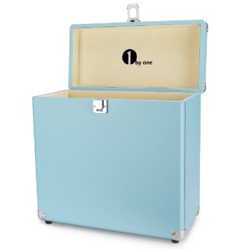 1byone Vinyl Record Storage Case for 30 Albums, Blue