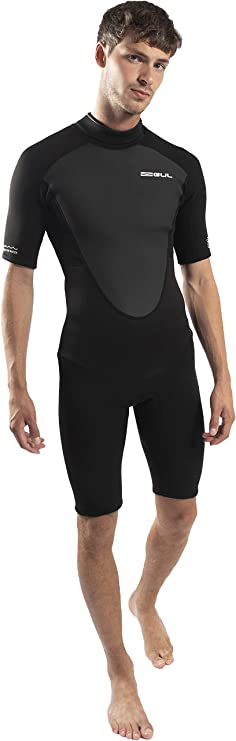 Gul Mens Response 3/2mm Back Zip Shorty Wetsuit - Black - Easy Stretch