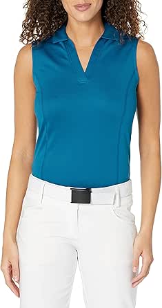 PGA TOUR Women's Airflux Sleeveless Golf Polo Shirt, Moisture-Wicking, Ventilated Fabric, Sun Protection, Stretch Seams