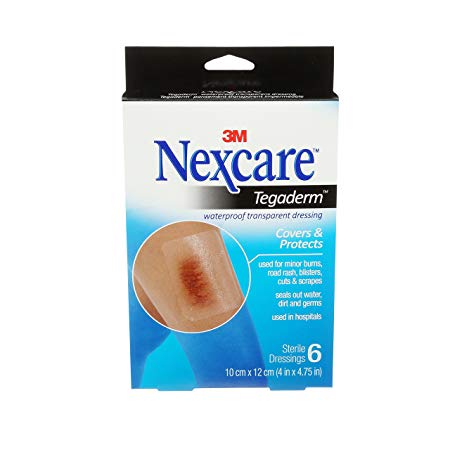 Nexcare Tegaderm Waterproof Transparent Dressing, Large Size, 6 Count