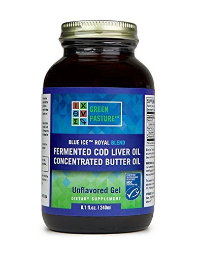 Green Pastures BLUE ICE Royal Butter Oil/Fermented Cod Liver Oil Blend Gel - Non Flavored, 8.1 fl. oz.